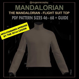 Mandalorian flight suit starwars cosplay TOP pattern PDF sizes 46-68 + guide / mando suit