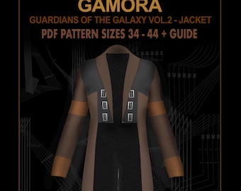 Patrón PDF de chaqueta de disfraz de Gamora: Cosplay de Guardianes de la Galaxia (Tallas 34-44)