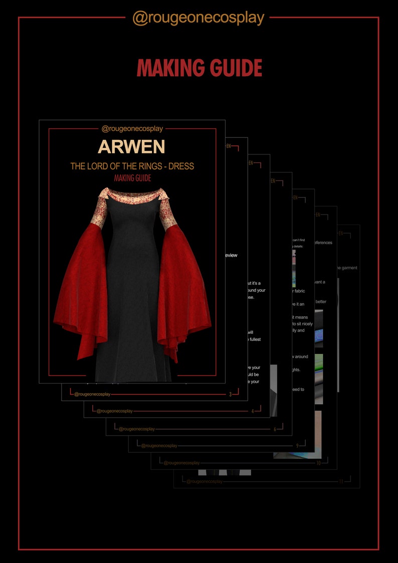 Arwen dress pattern medieval DIGITAL sizes 34-44 guide for Cosplay Lord of the Rings / 3x1 vestidos Arwen patrón 34-44 guia. image 3