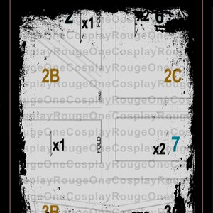 May include: Black and white image of a sewing pattern with numbered sheets. The pattern includes instructions for cutting and sewing fabric. The pattern is for a costume or garment. The text "REAL SIZE PATTERNS WITH NUMBERED SHEETS" is at the top of the image.