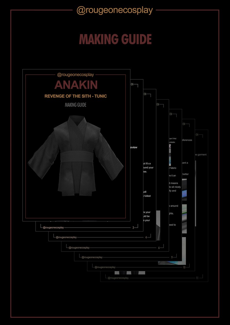 Anakin Tunic Pattern Robe Sash DIGITAL Sizes 50-64 + Guide / Jedi Suit ...