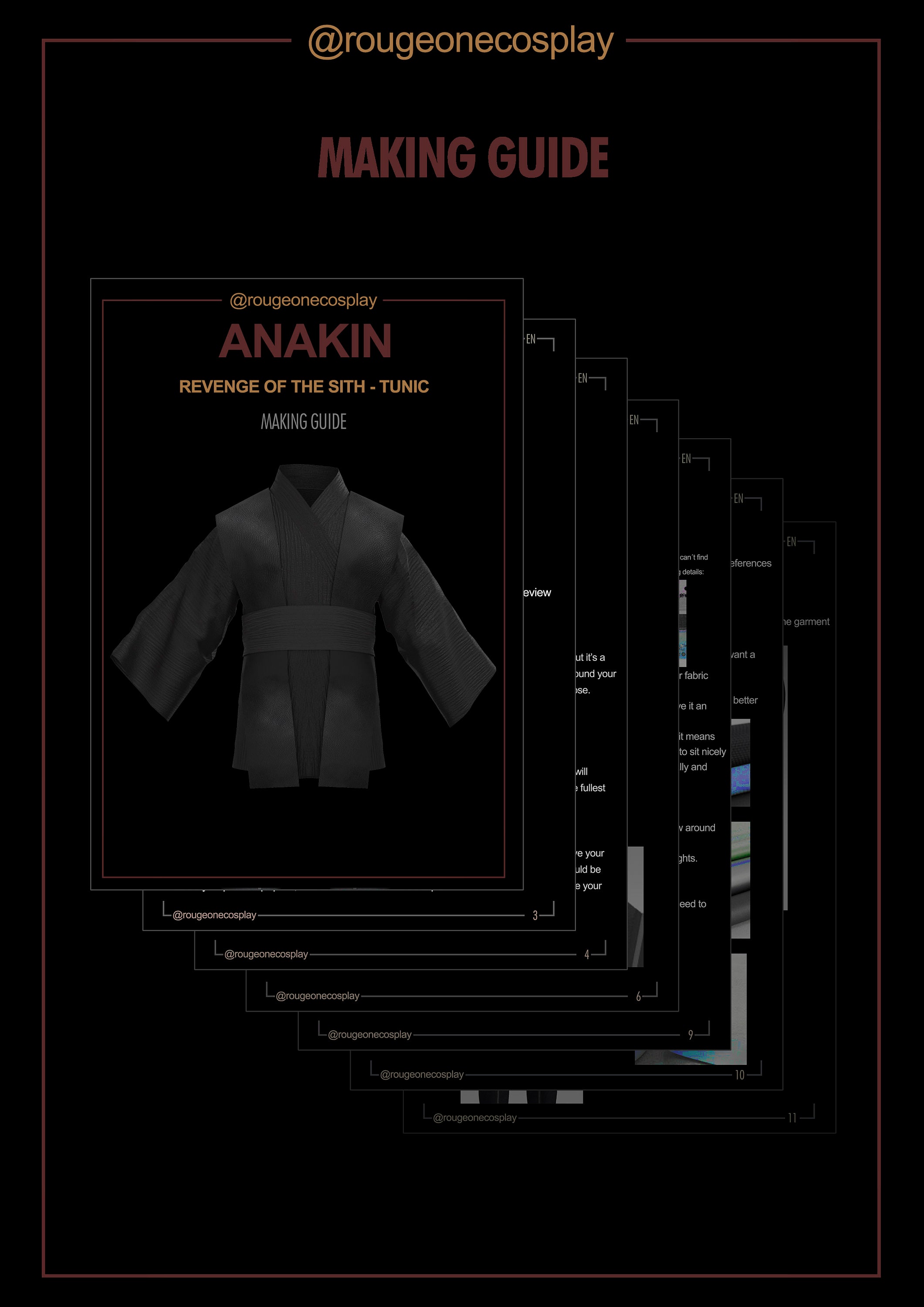 Anakin Tunic Pattern Robe Sash DIGITAL Sizes 50-64 + Guide / Jedi Suit ...