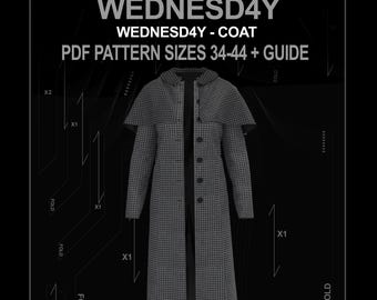 coat pattern gothic  DIGITAL  sizes 34-44+guide for Cosplay