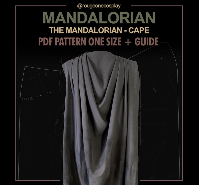 Mandalorian armor cape starwars cosplay DIGITAL pattern PDF guide / Capa Mandaloriano Star Wars patrón PDF guia. zdjęcie 1