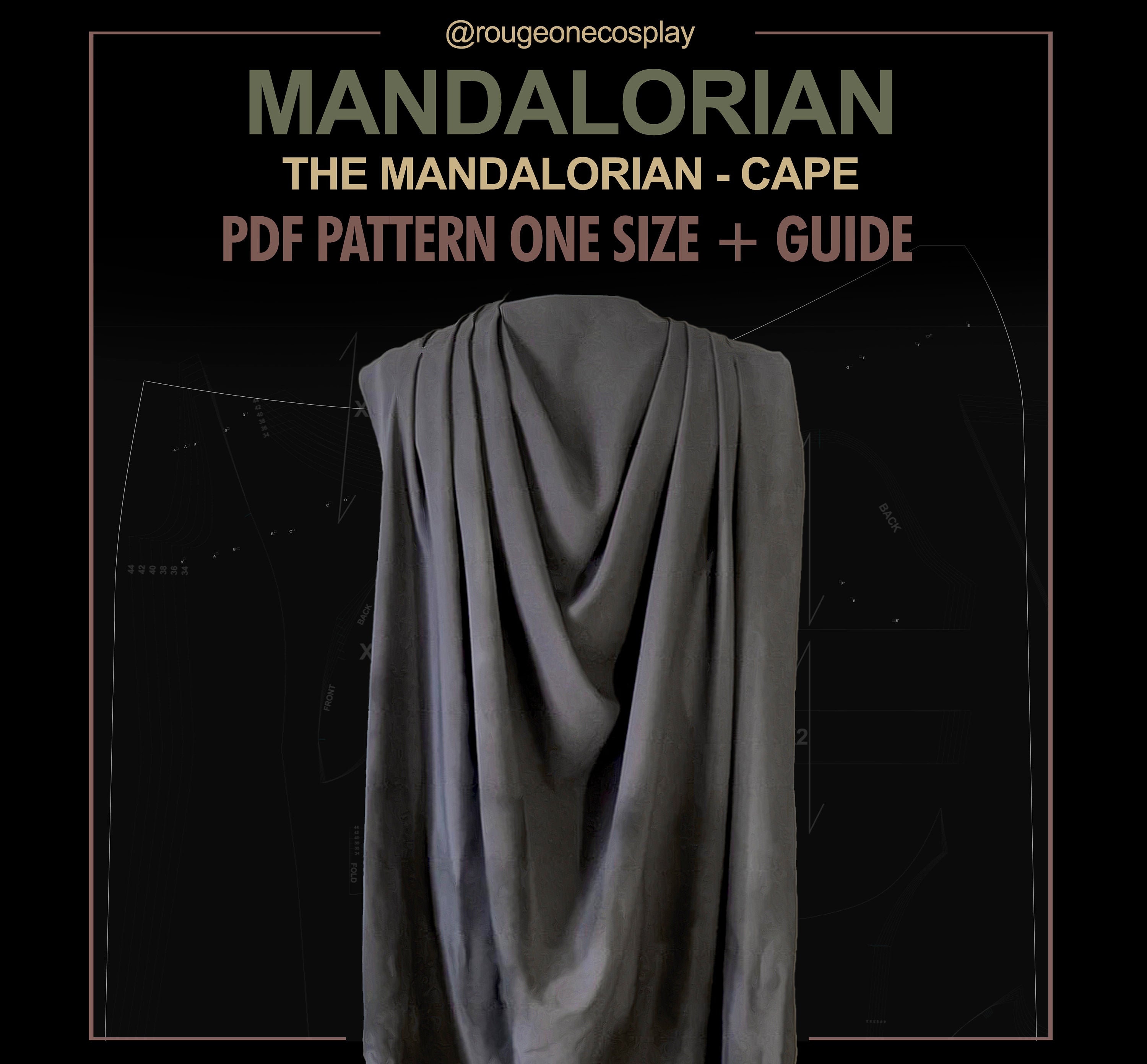 Mandalorian cape starwars cosplay pattern PDF guide / Capa Etsy España