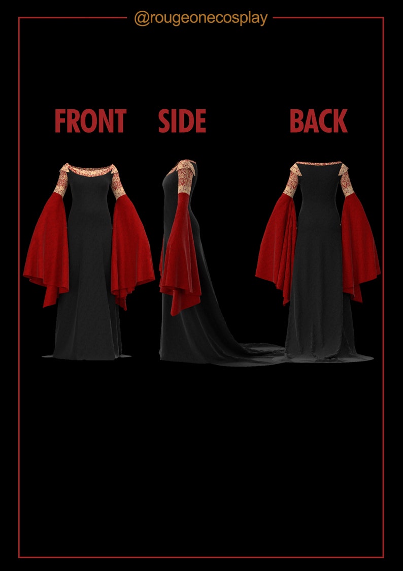 Arwen dress pattern medieval DIGITAL sizes 34-44 guide for Cosplay Lord of the Rings / 3x1 vestidos Arwen patrón 34-44 guia. image 2