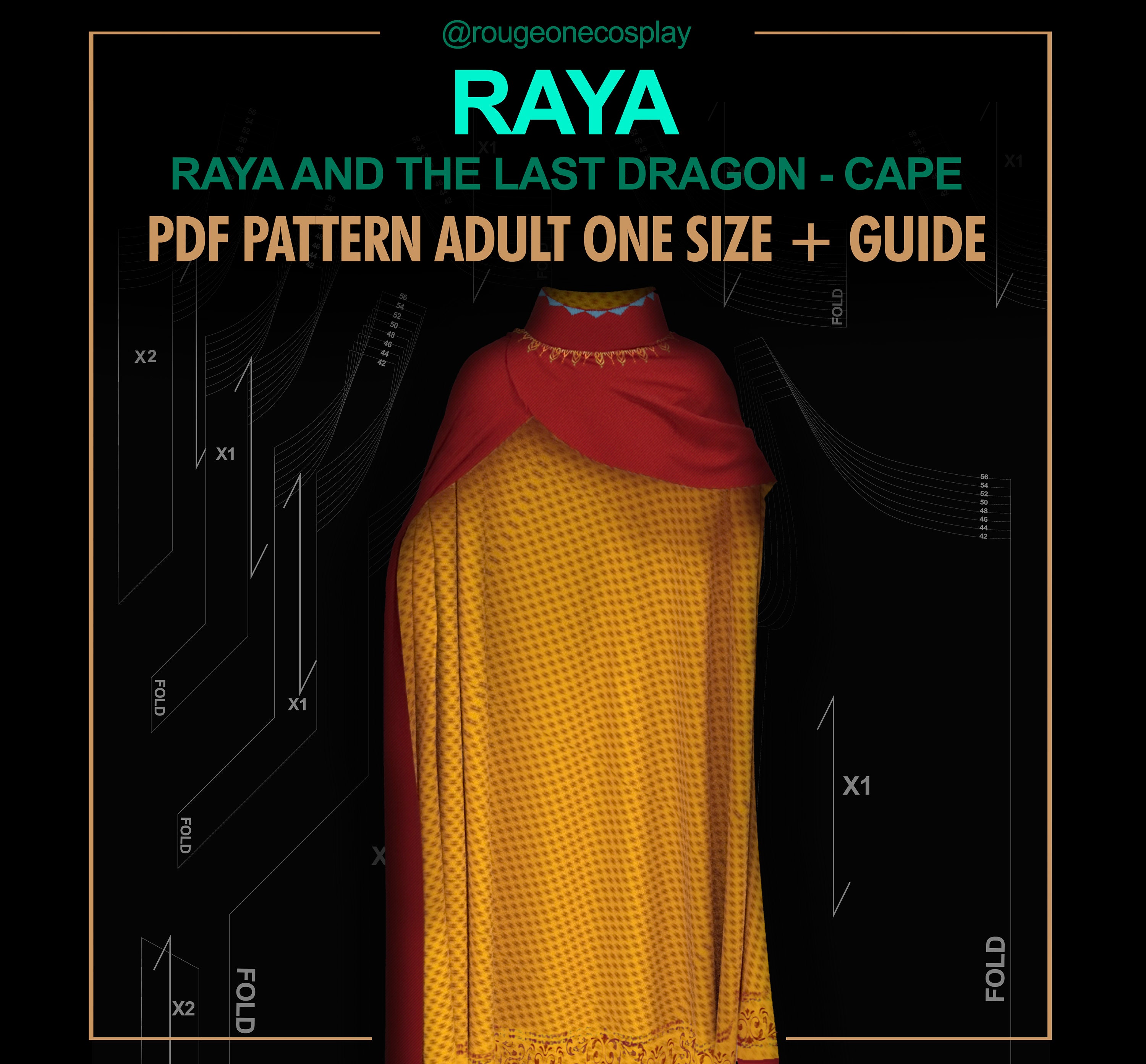 Raya Cape Raya And The Last Dragon Costume Pattern Pdf Guide Etsy