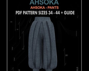 Ahsoka costume pattern pants starwars cosplay top pattern DIGITAL sizes 34-44 + guide / jedi