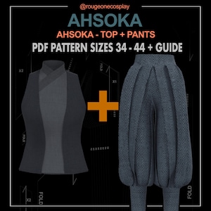 Ahsoka Cosplay Costume Pattern - DIY Star Wars Jedi top + pants Outfit for Sizes 34-44 - step by step Sewing Guide
