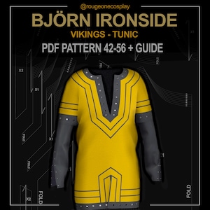 viking tunic pattern bjorn DIGITAL sizes 42-56 +EN/ES guide for Cosplay