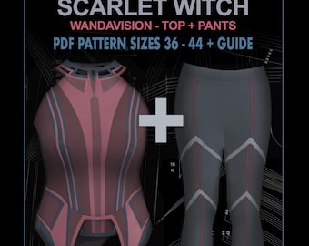 Scarlet witch cosplay costume PANTS + TOP pdf Pattern 36-44