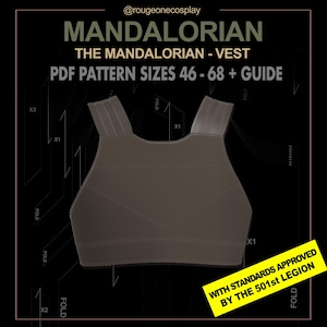 Mandalorian vest mandolorian costume pattern flak DIGITAL sizes 46-68 + guide / mando flight suit