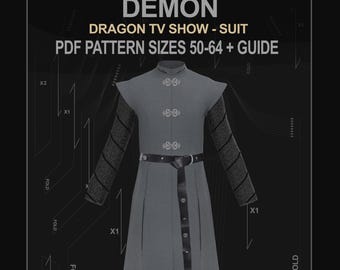Demon costume DIGITAL pattern PDF sizes 50-64 + guide /  tunic
