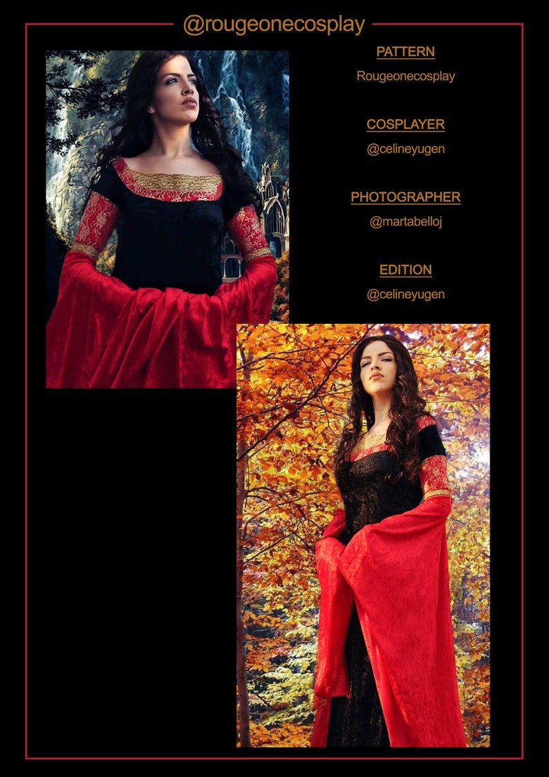 Arwen dress pattern medieval DIGITAL sizes 34-44 guide for Cosplay Lord of the Rings / 3x1 vestidos Arwen patrón 34-44 guia. image 8