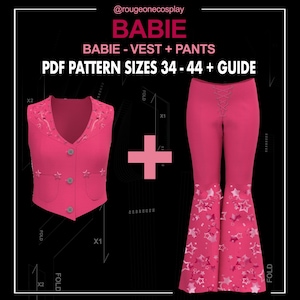 cowgirl costume pattern western VEST + PANTS DIGITAL sizes 34-44 + guide