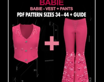 cowgirl costume pattern western VEST + PANTS DIGITAL sizes 34-44 + guide
