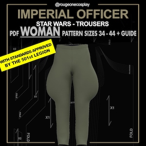Imperial officer WOMAN gunner  costume pants DIGITAL sizes 34-44 + step by step guide
