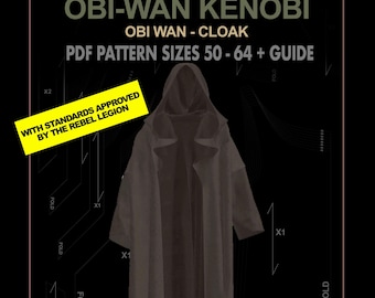 obi wan kenobi starwars cosplay TUNIC pattern PDF sizes 50-64 + guide / jedi tunic