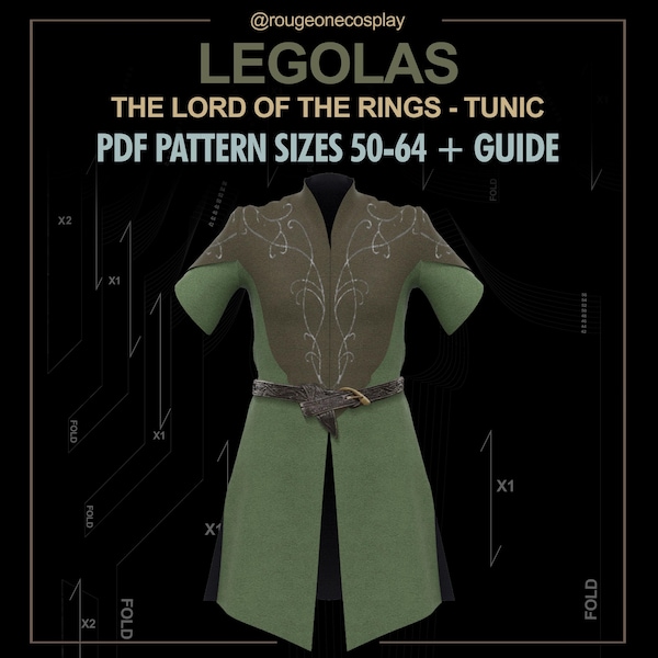 Legolas Tunic Cosplay Pattern: Lord of the Rings (PDF Pattern, Sizes 50-64)