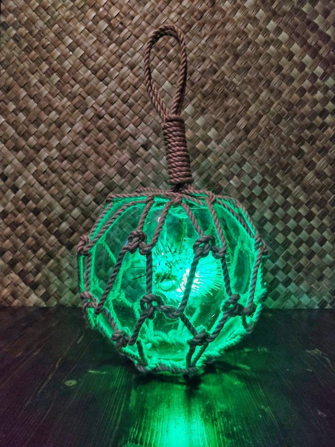 GREEN Light Tiki Lamp Japanese Float Puffer Fish Tiki Bar Etsy