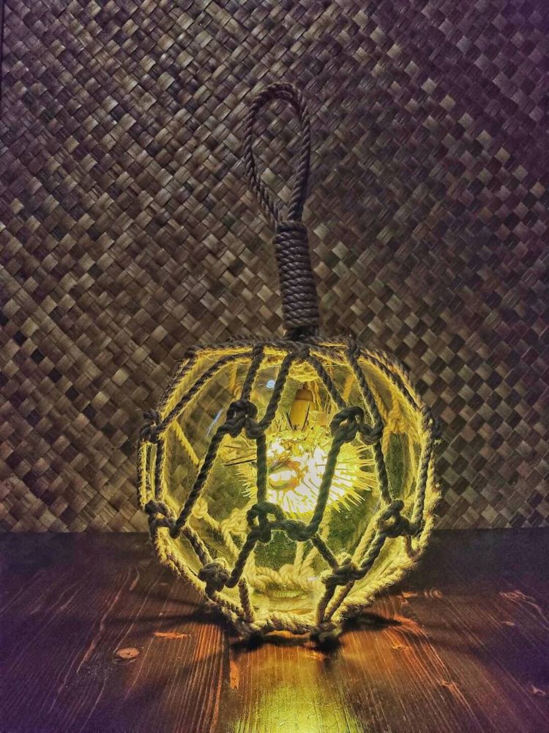 YELLOW Light Tiki Lamp Japanese Float Puffer Fish Tiki Bar Etsy