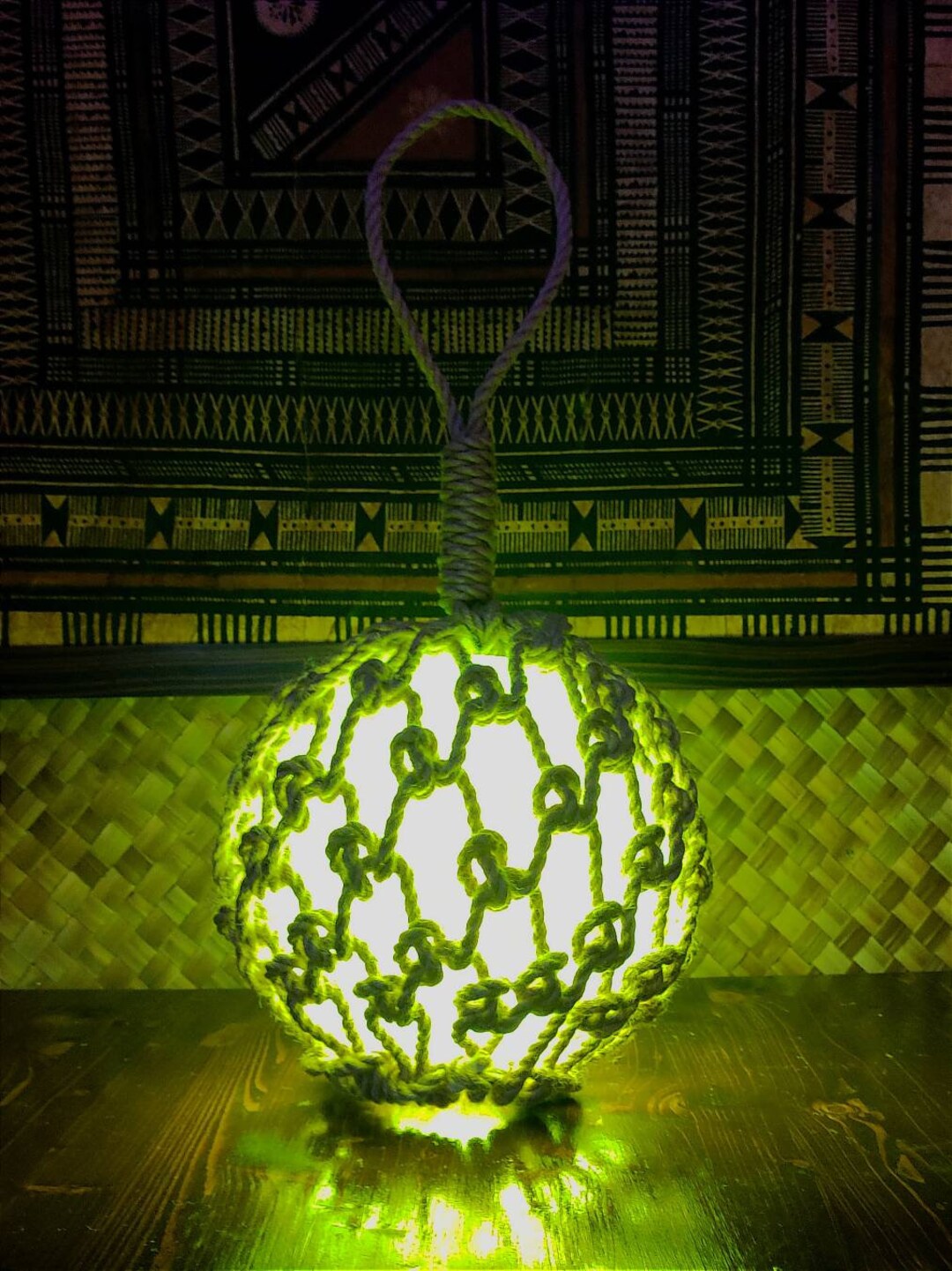 LIME GREEN Tiki Lamp Japanese Float Tiki Bar Etsy