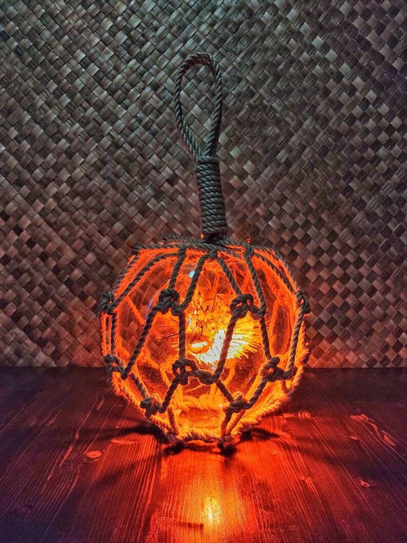 ORANGE Light Tiki Lamp Japanese Float Puffer Fish Tiki Bar Etsy