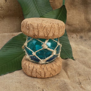 Tiki lamp - japanese float - cork - glass - Tiki bar