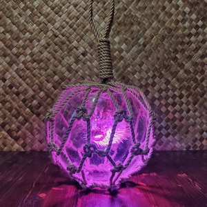 PURPLE light Tiki lamp japanese float puffer fish Tiki bar image 1