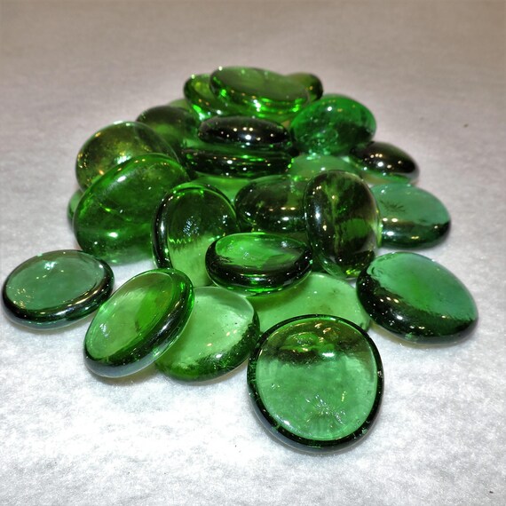 Large Flat Clear Green Glass Rocks Mosaic Stones Etsy