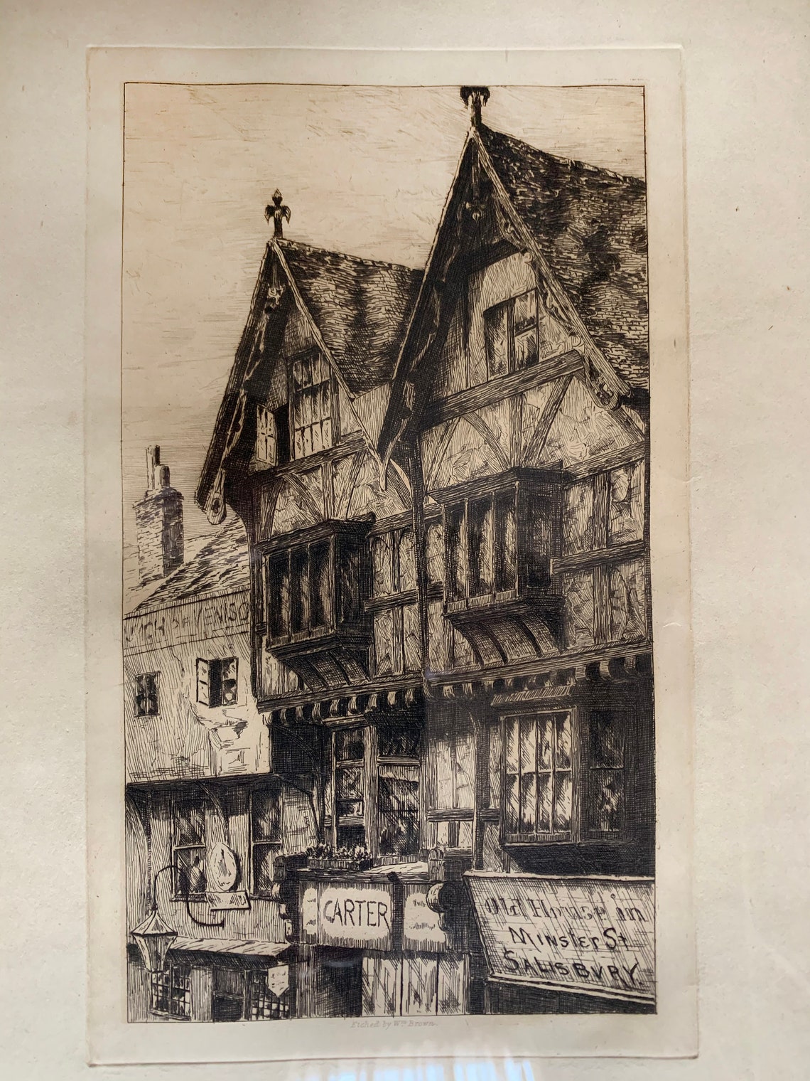 William Brown Etching Old House In Minster Street Salisbury Etsy