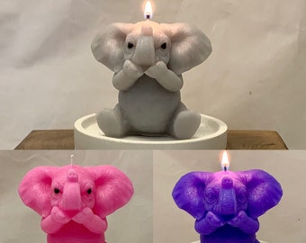 Elephant candle - elephant gift - pink elephant lovers - elephant birthday gift - new baby gift - elephant ornament - secret Santa