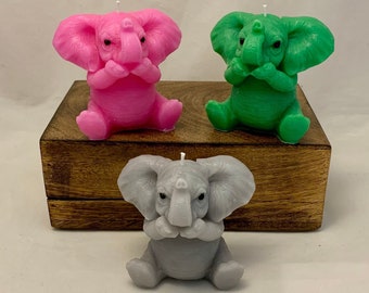 Elephant candle - elephant gift - pink elephant lovers - elephant birthday gift - new baby gift - elephant ornament - secret Santa