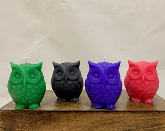 Owl candle, owl gift, owl lovers gift, fun owl, bird candle, birthday gift, gothic home decor