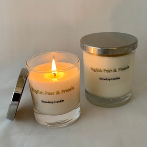 English Pear and Freesia Scottish soy wax candle fruity floral scented, Mothers Day image 2