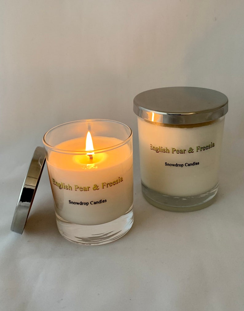 English Pear and Freesia Scottish soy wax candle fruity floral scented, Mothers Day image 2