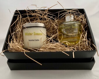 Gift Box with scented soy candle and matching scent diffuser.