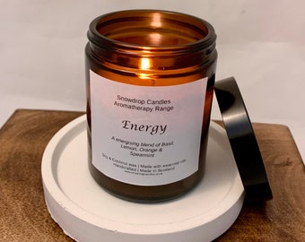 Energy Aromatherapy candle, Positive Energy, Soy wax candle, mindfulness mindfulness candle, natural vegan essential oils, gift for her