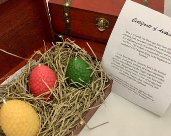 3 Dragon eggs candles in display box, dragon gift, Game of thrones inspired, Targaryen, mother of dragons, gothic gift, birthday gift