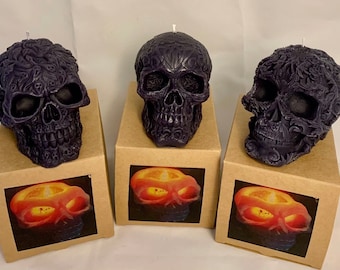 Scented Skull candles, fantasy, goth, day of the dead,  Día de Muertos, gothic gift, skull gift, Black Skull, skulls, gothic home decor