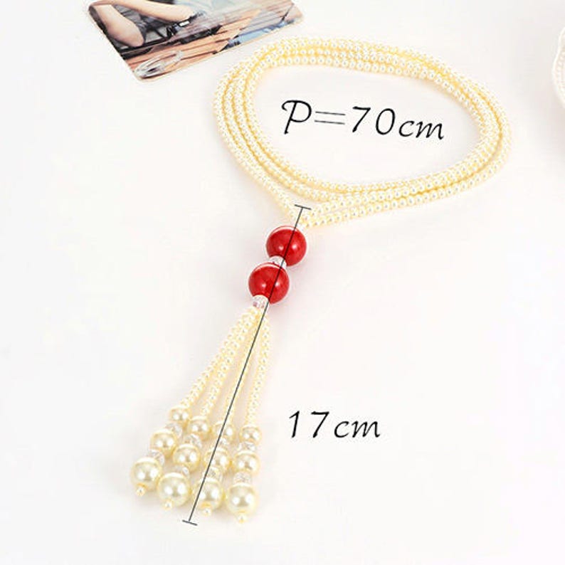 Elegant Long Imitation Faux Pearl Tassel Wrap Necklace Special Occasion Everyday Wear