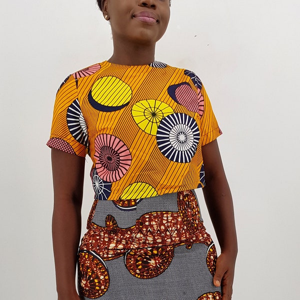 Tade African  crop top// African top, Red top,  Ankara Open Baby Tops, Ankara Tops, African Tops, African Clothing, Peplum Tops, Slee