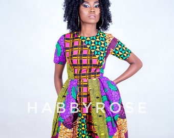 ANKARA MAXI DRESS, Off Shoulder Dress, Romantic African Print Ankara Suitable Cotton Cute African somto Maxi With Pockets Dress For Women