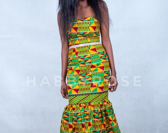 Osai African Kente Mermaid dress , African dress , African print , Long African dress , African fabric, African clothing, Ankara print