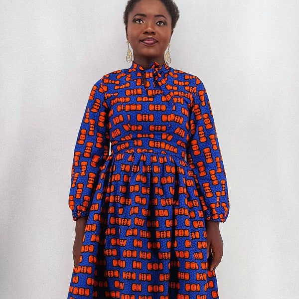 FIT AND FLARE Handmade Dora African Floral Women Prom