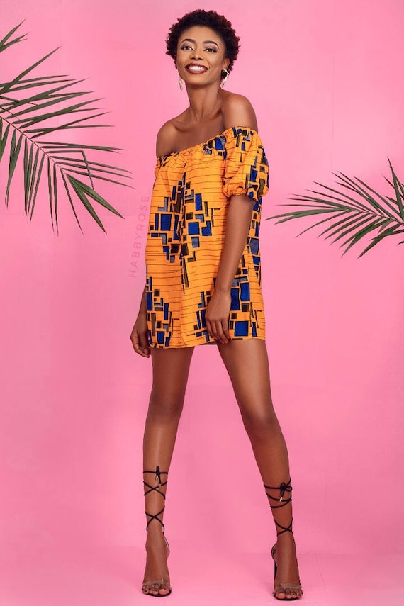 OFF-SHOULDER DRESS Mini Tracey African American Women Clothing Yellow Short  Dress - Etsy