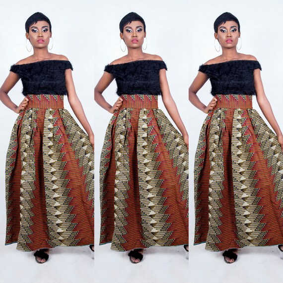 AFRICAN FABRIC SKIRT Luna Personalized Peasant Boho Pleated Skirt Etsy UK