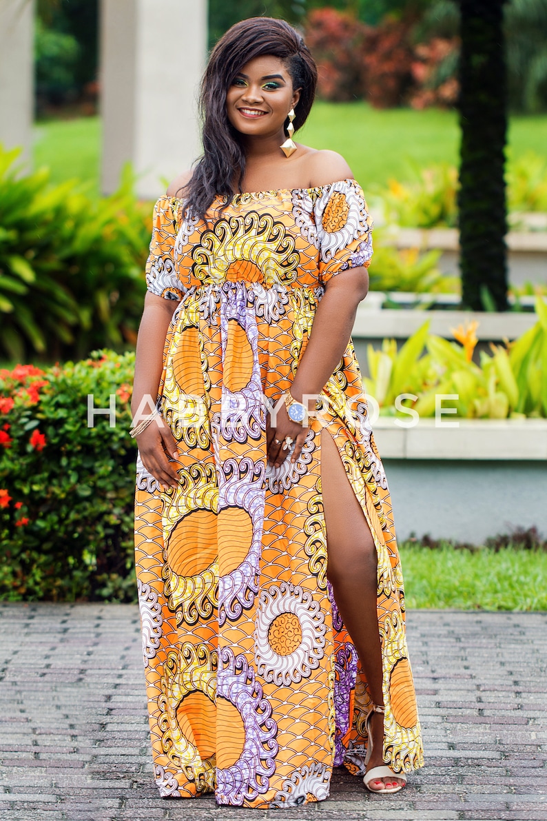Maryline hors épaule maxi robe africaine africaine de longue | Etsy
