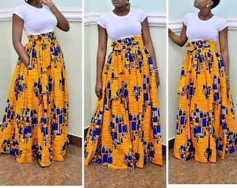 Maxi African Print Skirt for Women, Hippie Style, Perfect for Parties, Ankara Design, Ideal Gift  - Peju Ankara Maxi Skirt