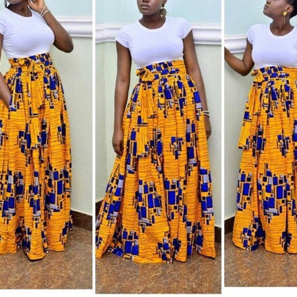Maxi African Print Skirt for Women, Hippie Style, Perfect for Parties, Ankara Design, Ideal Gift  - Peju Ankara Maxi Skirt